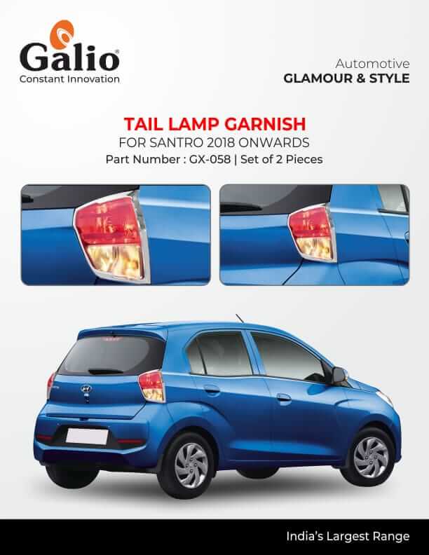 Galio Chrome Tail Lamp Garnish Compatible For Hyundai Santro (2018 onwards) (Set of 2 pcs.)