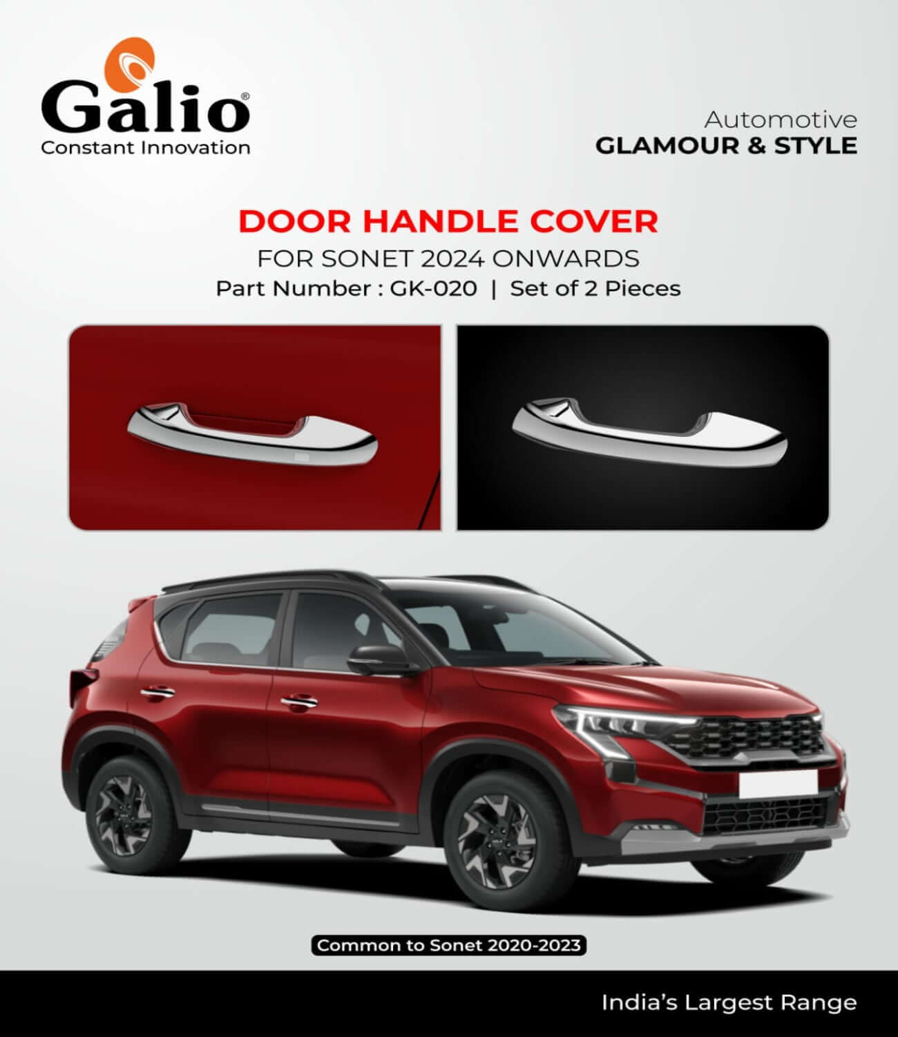 Galio Door Handle Cover For Kia Sonet (2020 Onwards) (Set of 4 Pcs.)