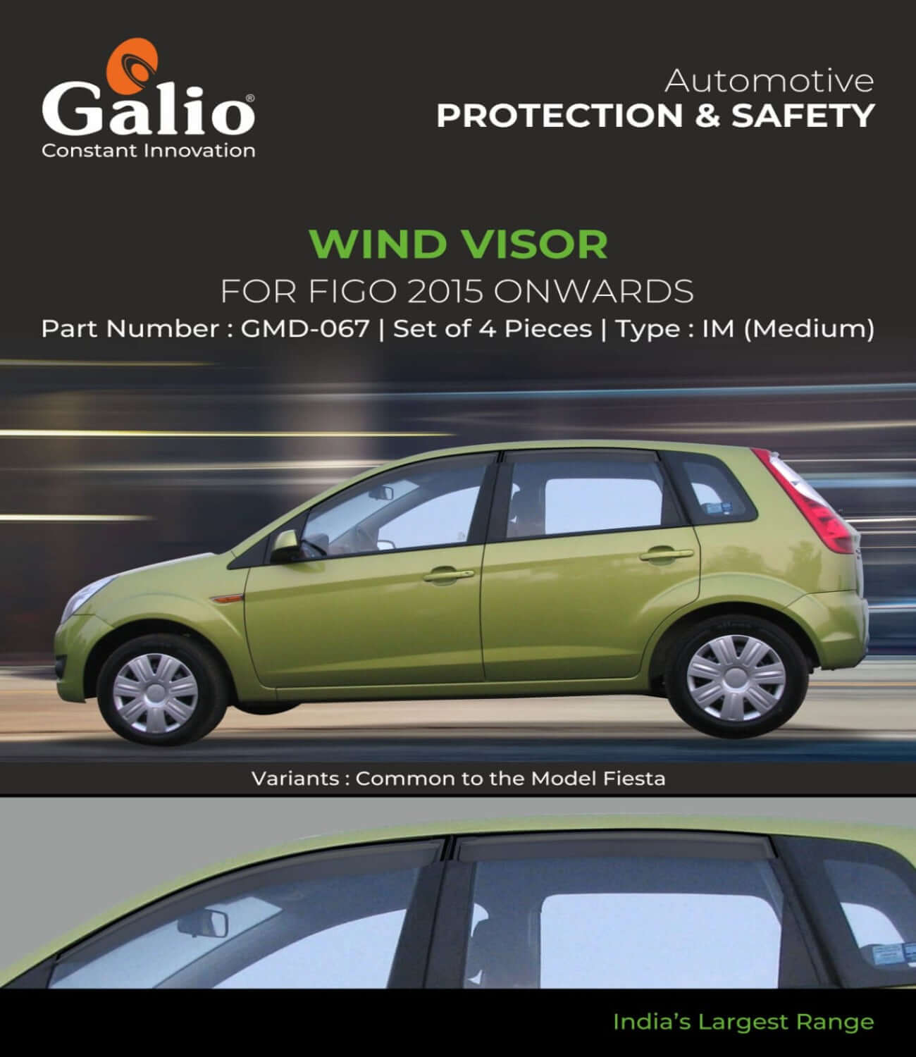 Galio Door Wind Visor For Ford Figo