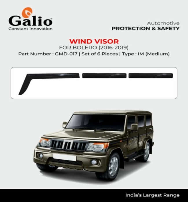 Galio Door Wind Visor For Mahindra Bolero (2011 TO 2019) (Set of 6 pcs.)