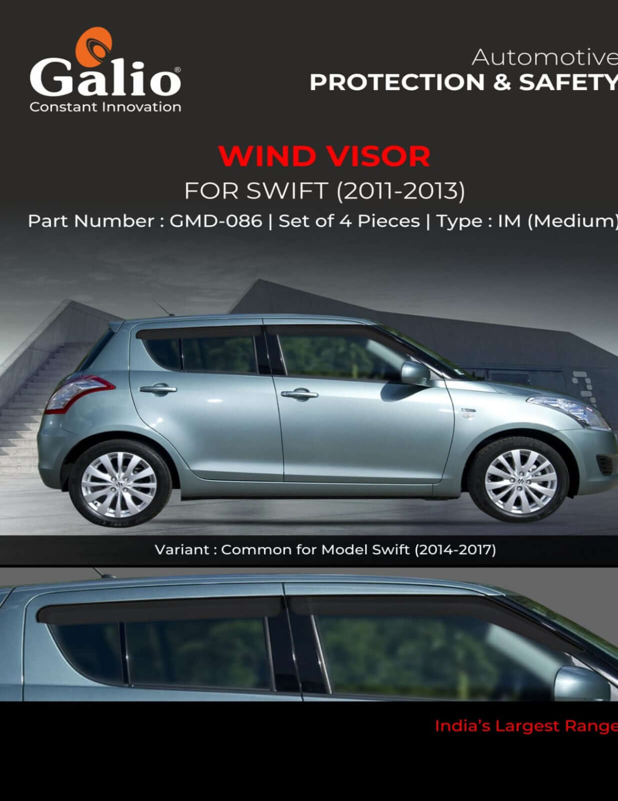 Galio Door Wind Visor For Maruti Suzuki Swift 