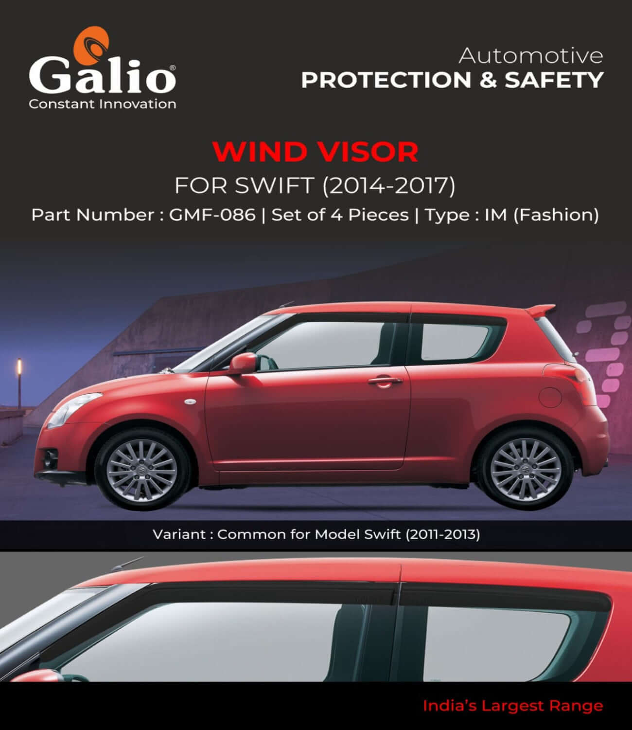 Galio Door Wind Visor For Maruti Suzuki Swift 