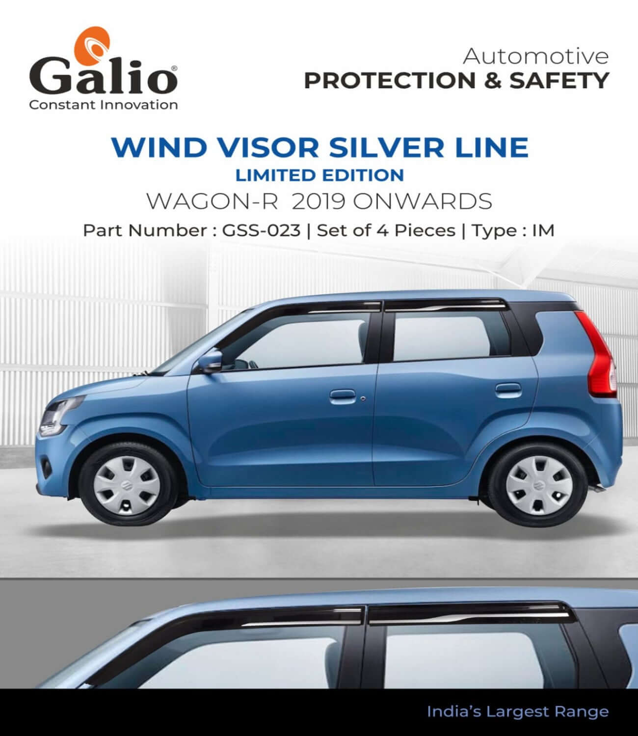 Galio Door Wind Visor with Silver Line For Maruti Suzuki Wagon R