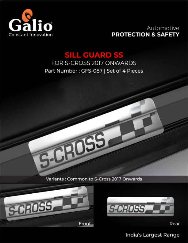 High-Quality Galio Maruti Suzuki S-Cross 2017 Onwards Stainless Steel Door Sill Guards