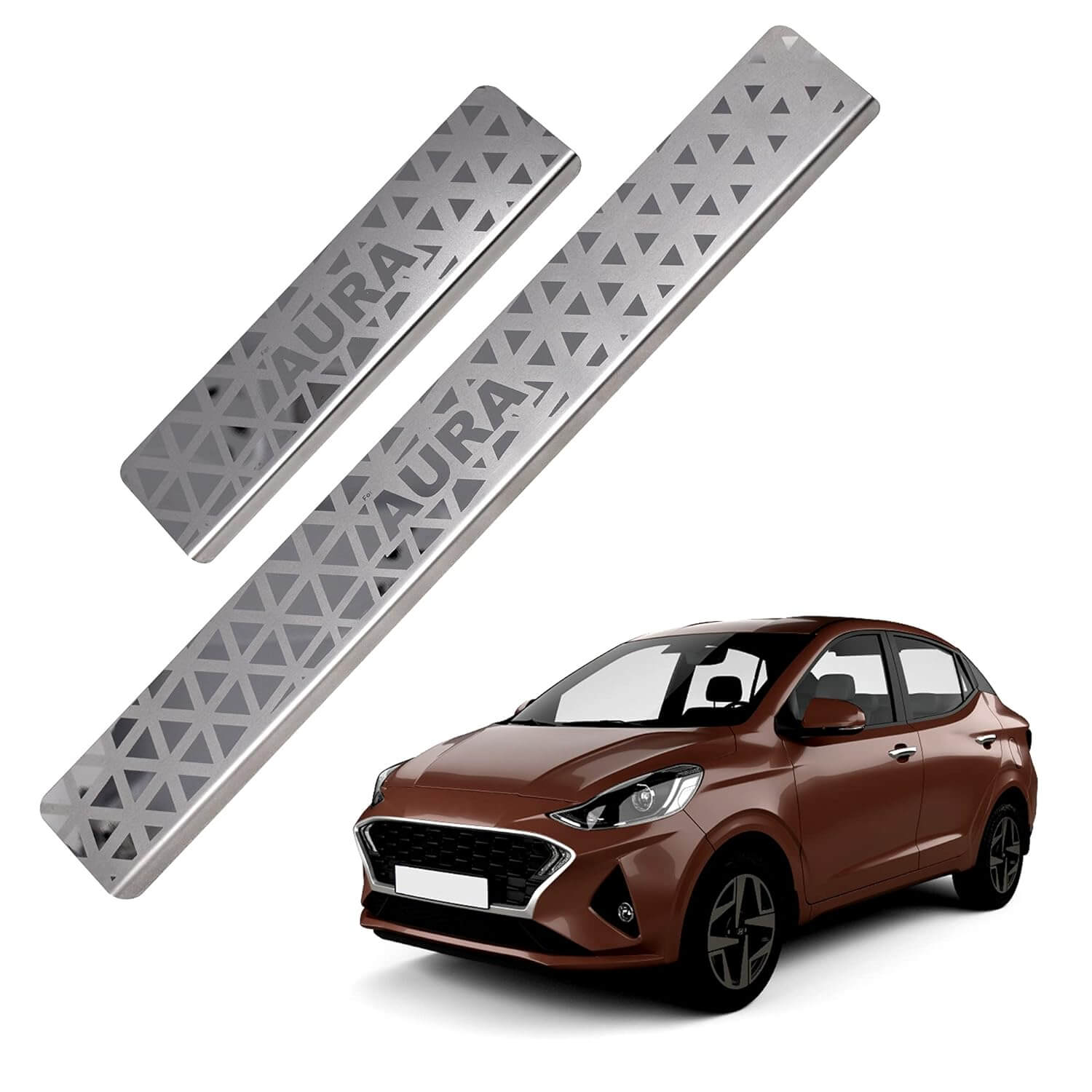 Galio Stainless Steel Plate Sill Guard For Hyundai Aura 2020 onwards in Bangalore