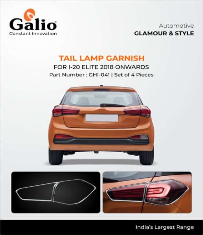 Galio Tail Lamp Garnish Cover For Hyundai I-20 Elite (2018 Onwards)(Set of 4 Pcs.)