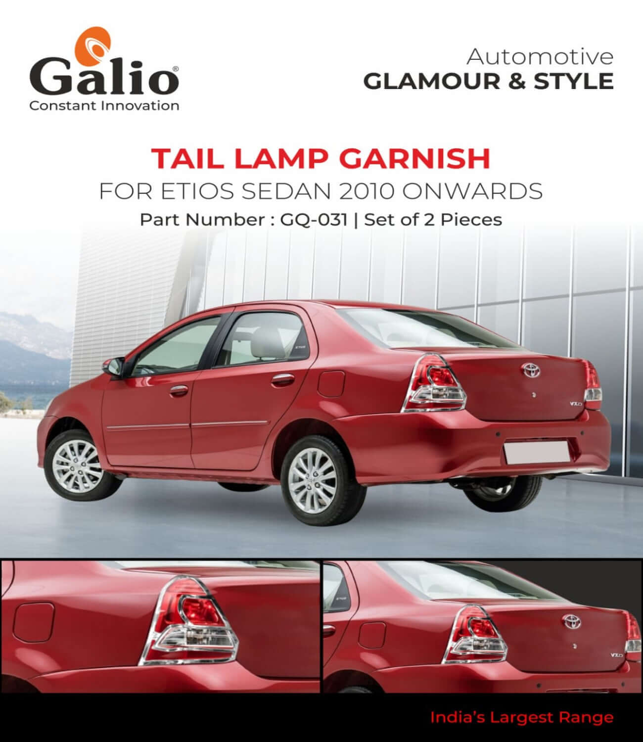 Galio Tail Lamp Garnish Cover For Toyota Etios Sedan (2010 Onwards)(Set of 2 pcs.) in Bangalore