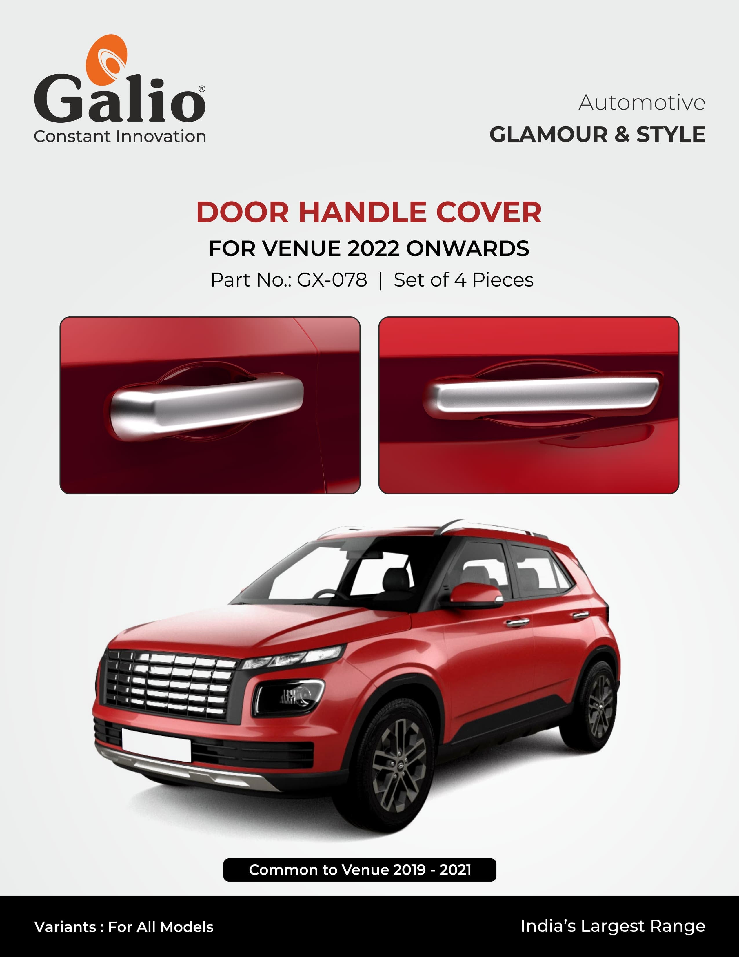 Buy Galio Hyundai Venue 2019 onwards Car Door Handle Cover in Bangalore