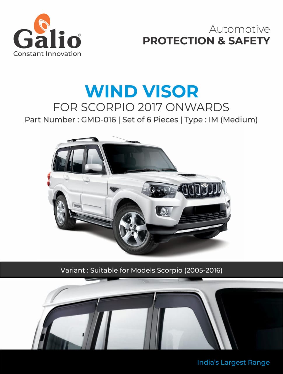 Galio Car Door Wind Visor For Mahindra Scorpio (2005 Onwards)(6 Pcs)