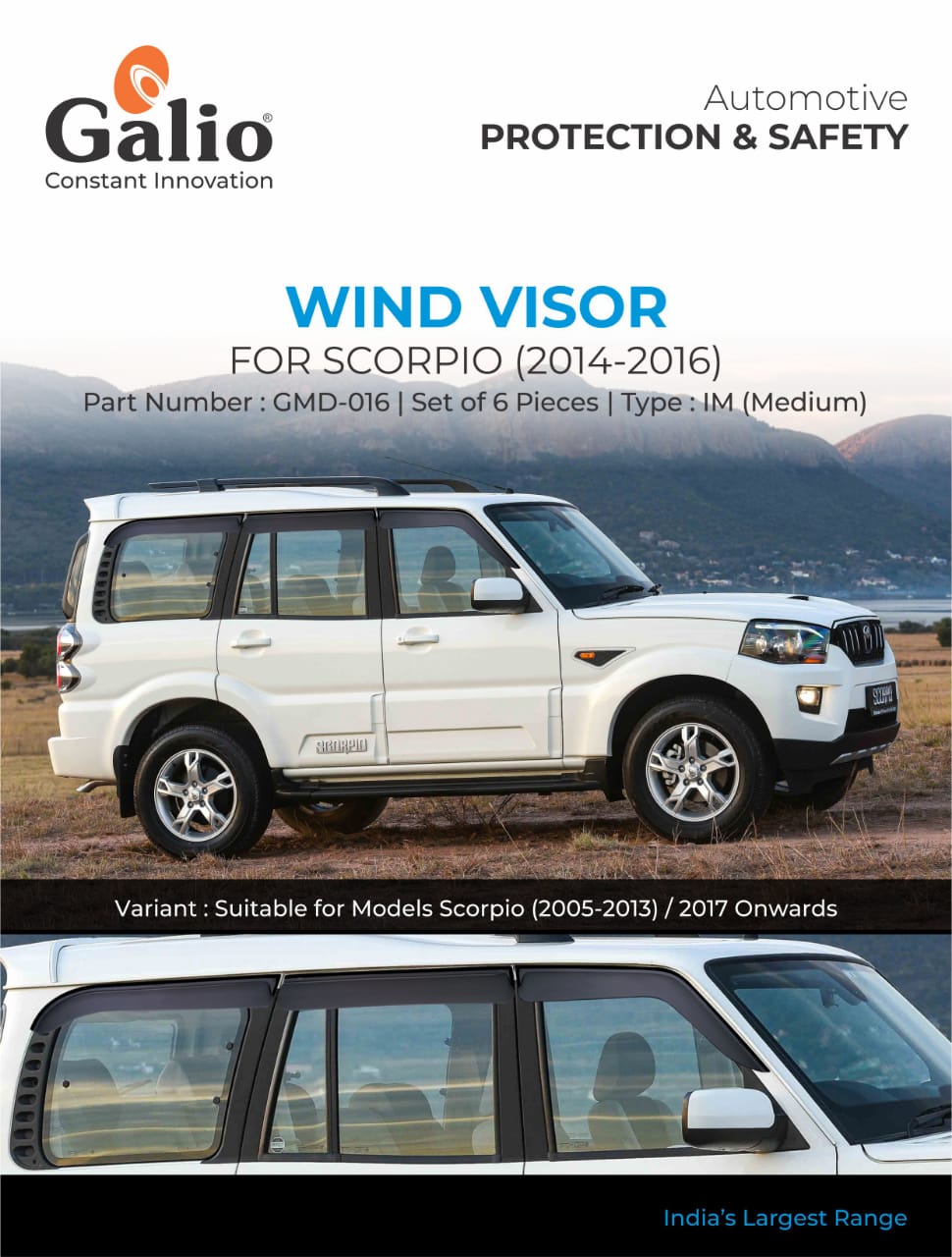 Galio Car Door Wind Visor For Mahindra Scorpio (2005 Onwards)(6 Pcs)