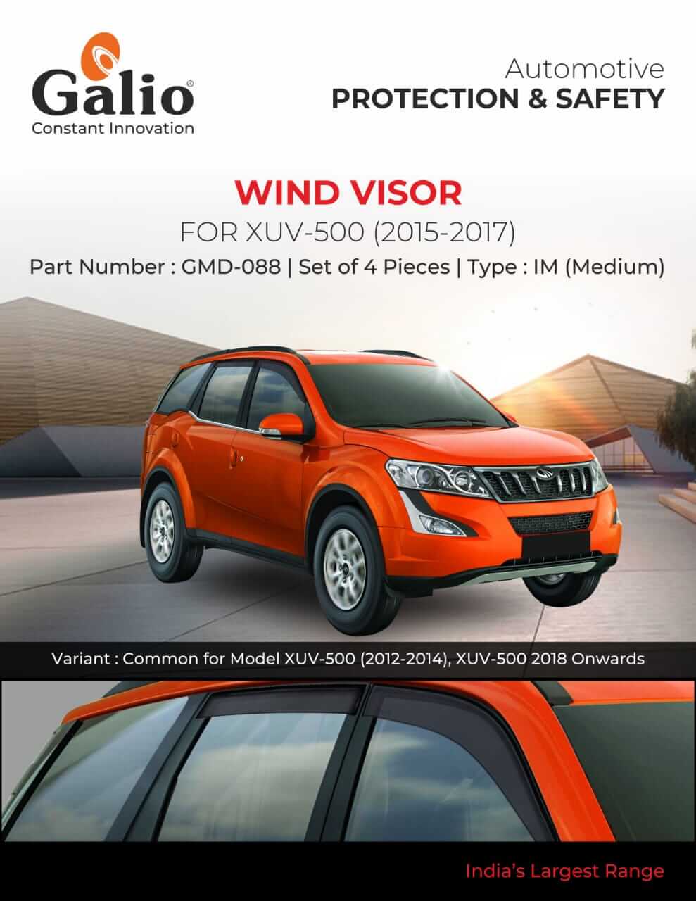 Galio wind visor set of 4 pcs for Mahindra XUV 500 (2012 onwards) in Bangalore