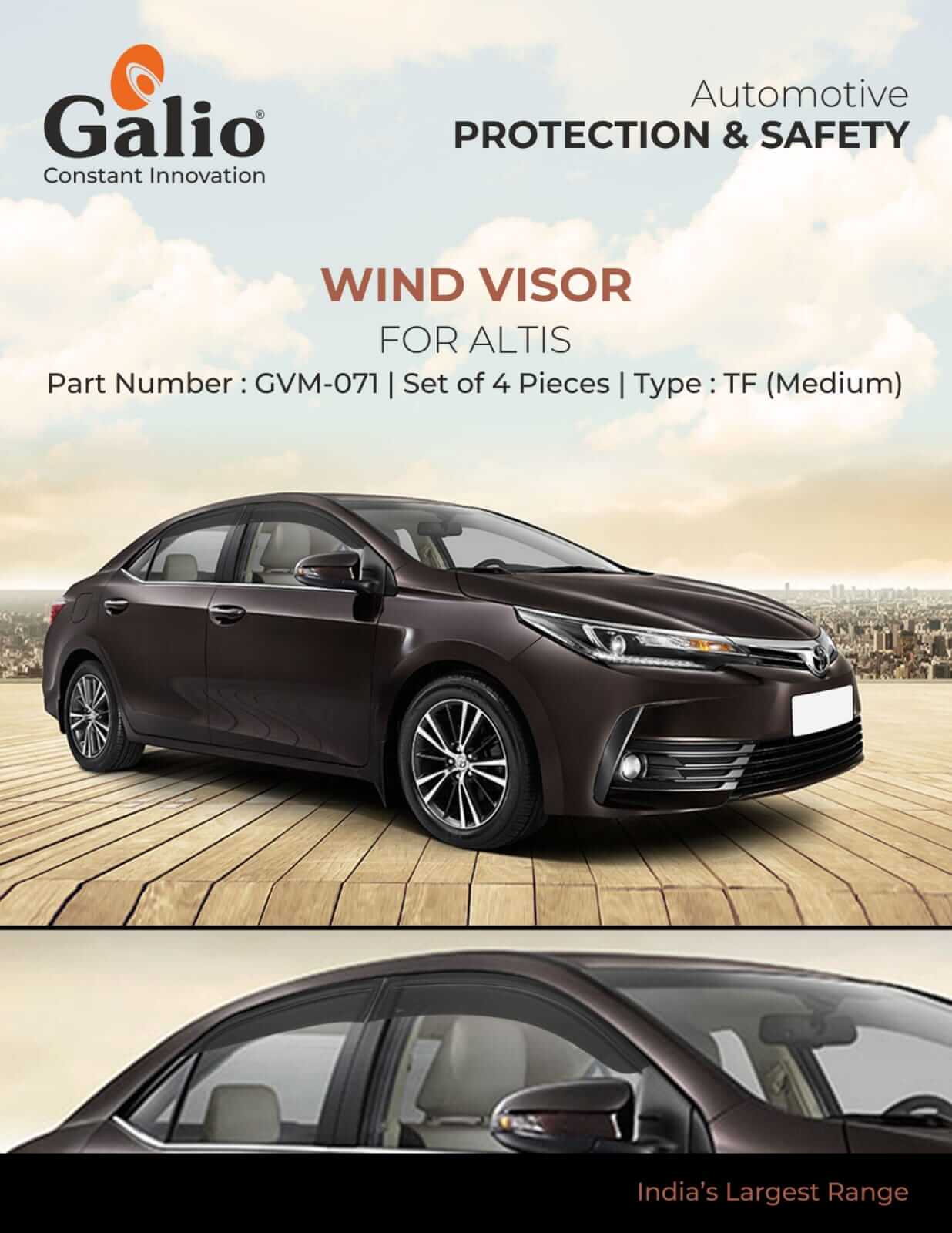 Galio door wind visors for Toyota Altis, 4 pcs set Bangalore