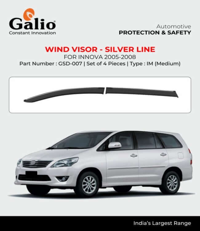 Innova 2005-2016 door wind visor with silver line in Bangalore
