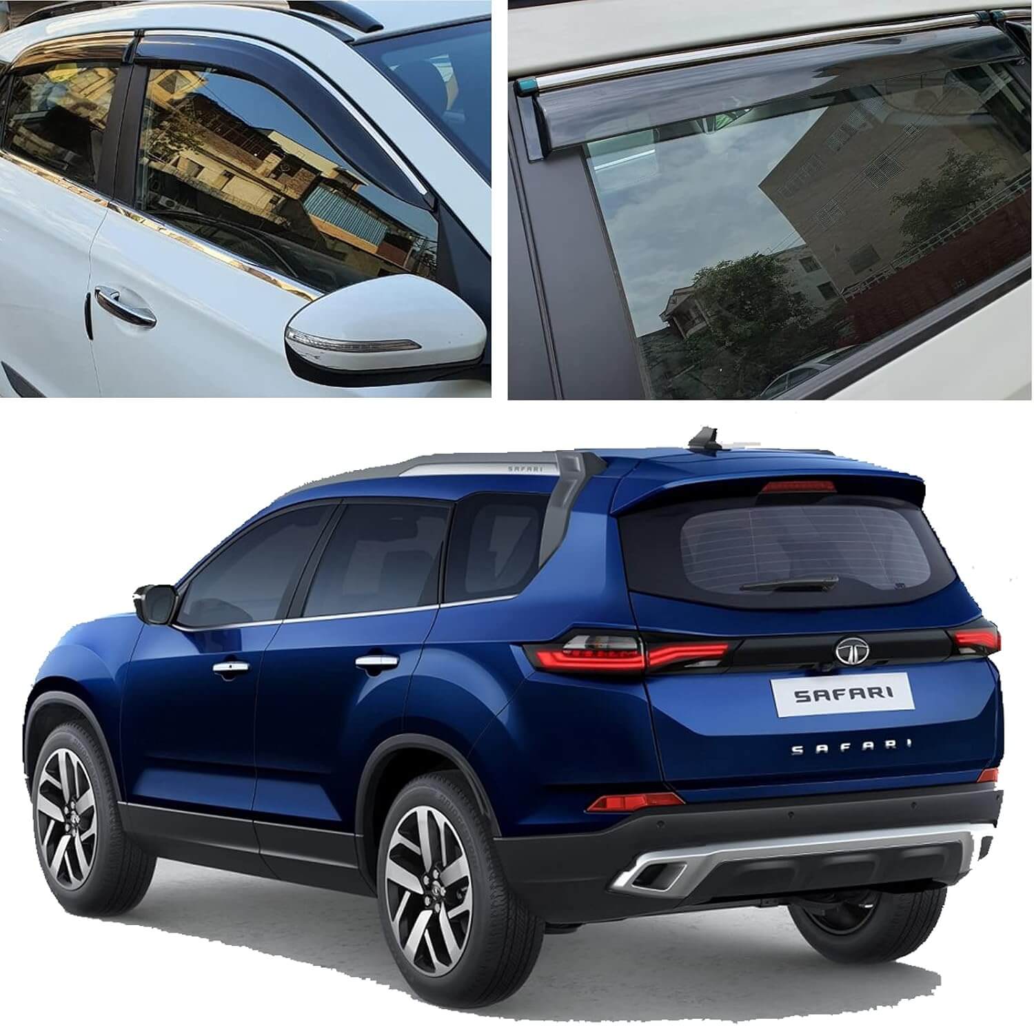 Galio Car Door Wind Visor with Silver Line For Tata Safari (2021 Onwards)(Set of 4 Pcs.)