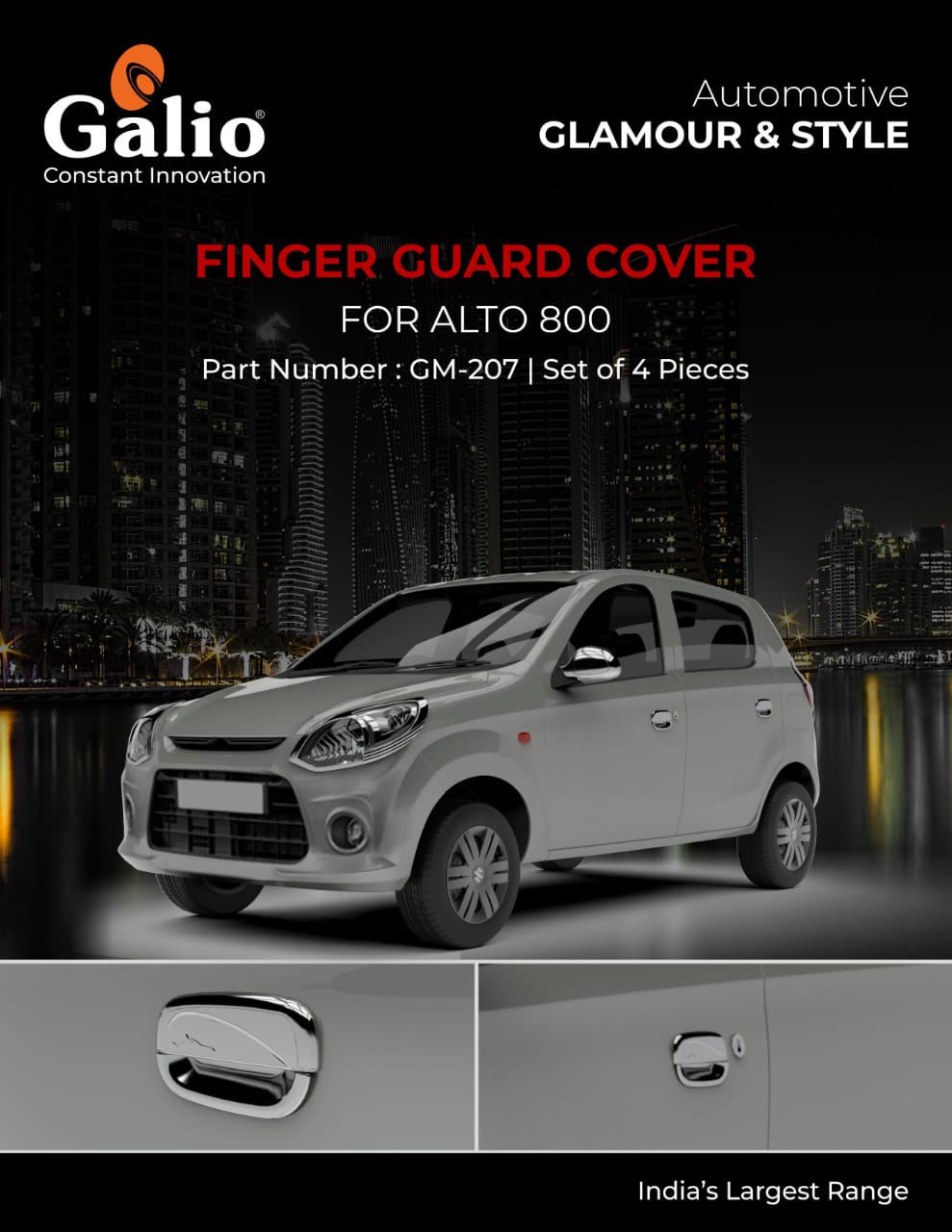 Galio Chrome finish Finger Guard For Maruti Suzuki Alto 800 in Bangalore