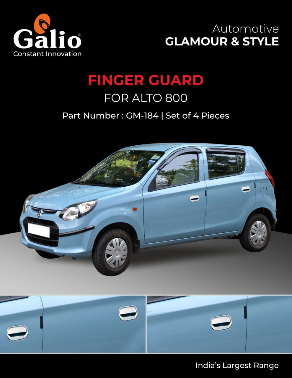 Galio Chrome finish Finger Guard For Maruti Suzuki Alto 800 in Bangalore