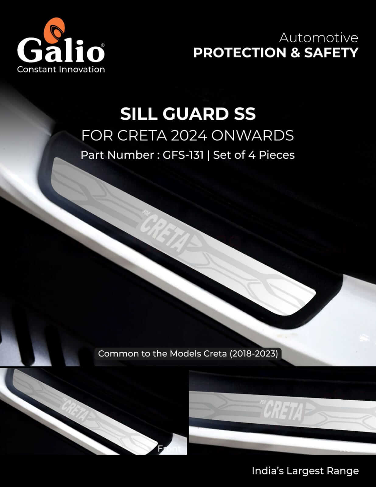 Buy Galio Hyundai Creta 2018 Onwards Stainless Steel Plate Sill Guards