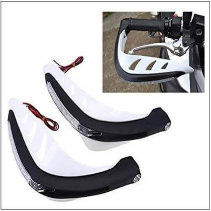 Generic Motorcycle Hand guards With Indicators For All Bike and Scooters (White)