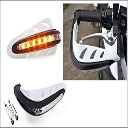 Generic Motorcycle Hand guards With Indicators For All Bike and Scooters (White)