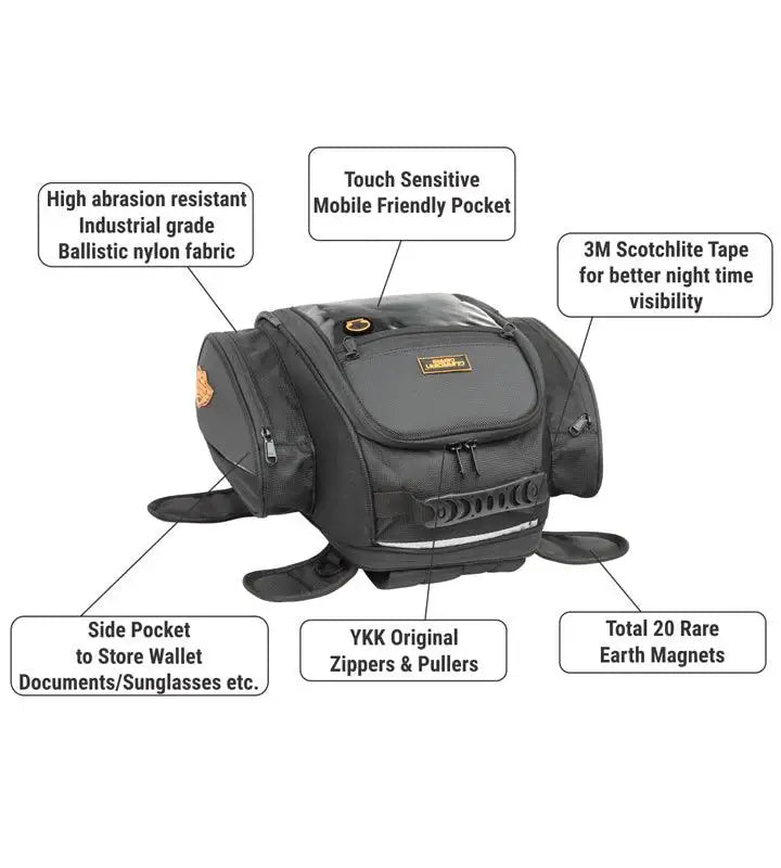 Guardian Gears Jaws Magnetic 28L Tank Bag with Rain Cover