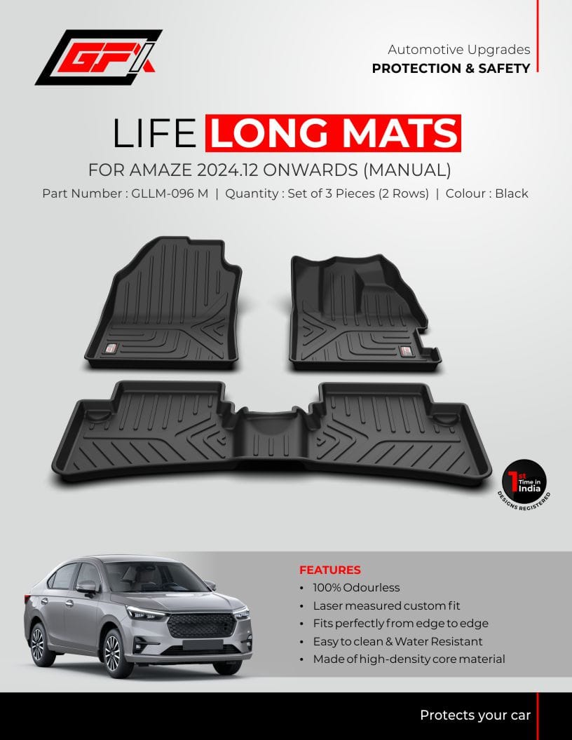 High Quality Honda Amaze (2024 Onwards) Premium Life Long Floor Mats in Bangalore