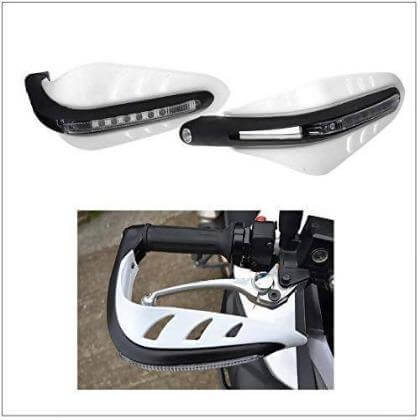 Generic Motorcycle Hand guards With Indicators For All Bike and Scooters (White)