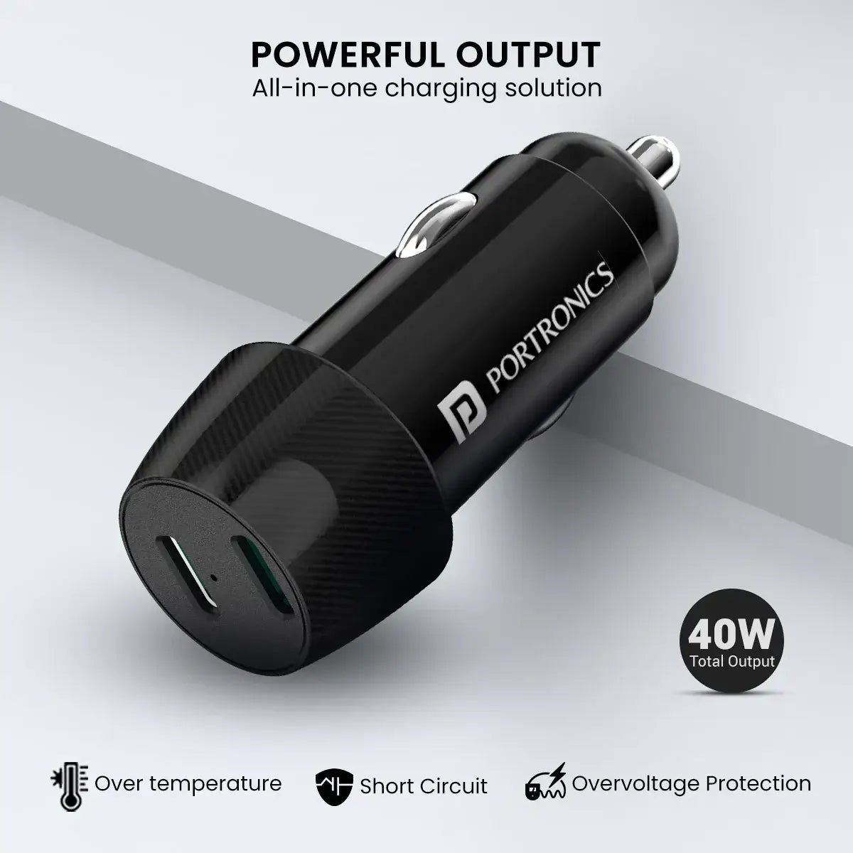 Portronics Car Power 14 Charger (Black)