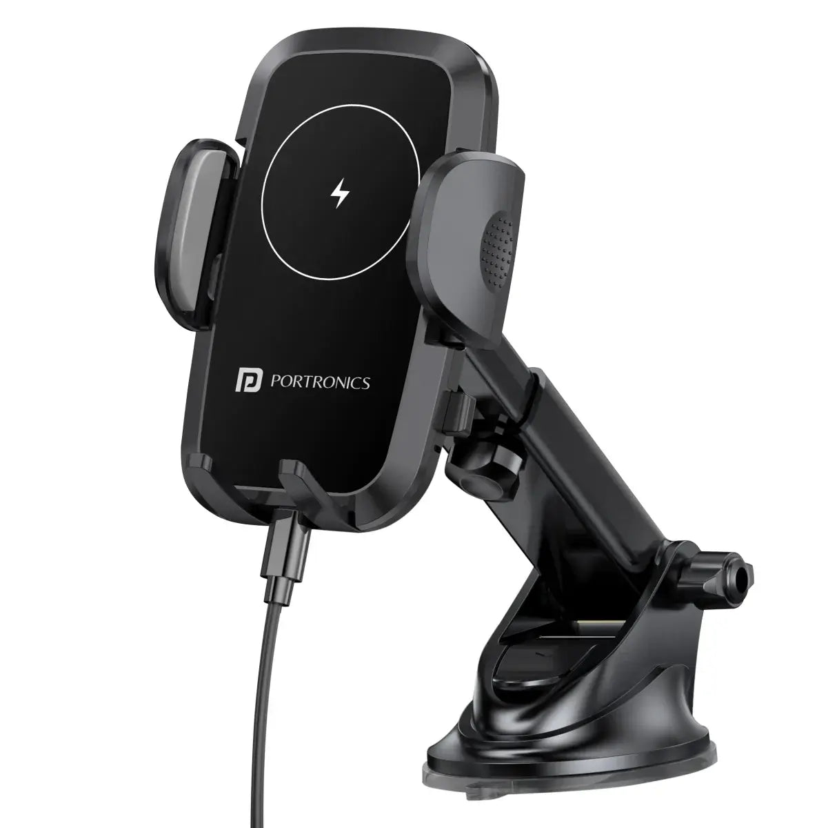 Portronics Charge Clamp 2 Car Mobile Holder (Black)