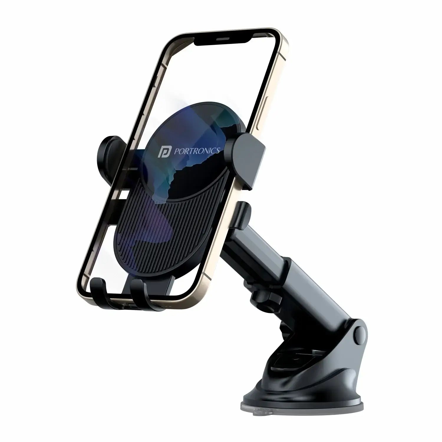 Portronics Clamp M3 Adjustable Car Mobile Holder (Black)