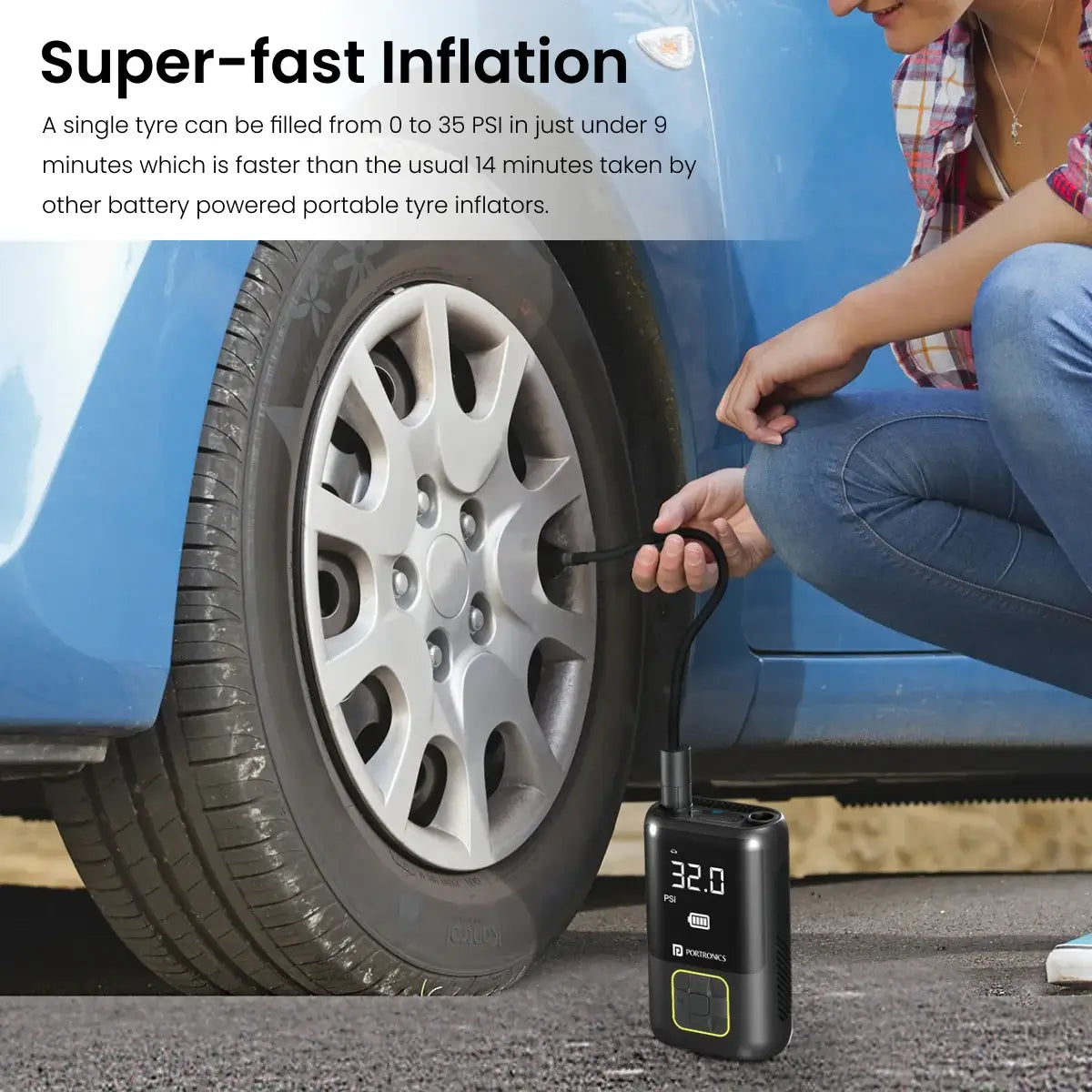 Portronics Vayu Portable Tyre Inflator 