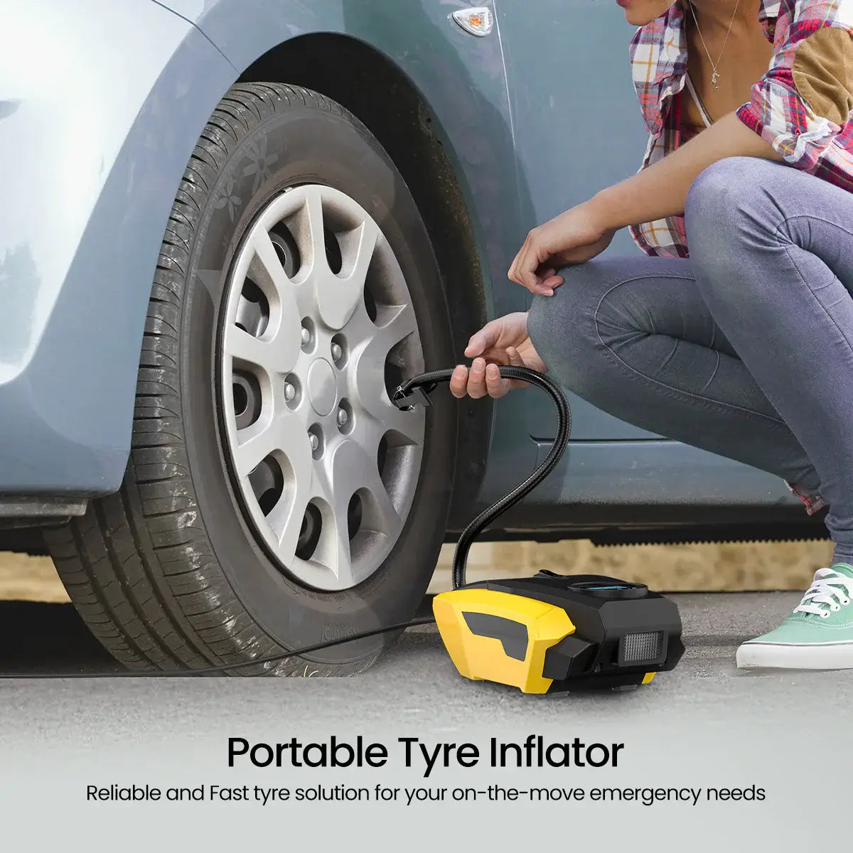 Portronics Vayu Lite Portable Tyre Inflator For Car, Bike & Cycle