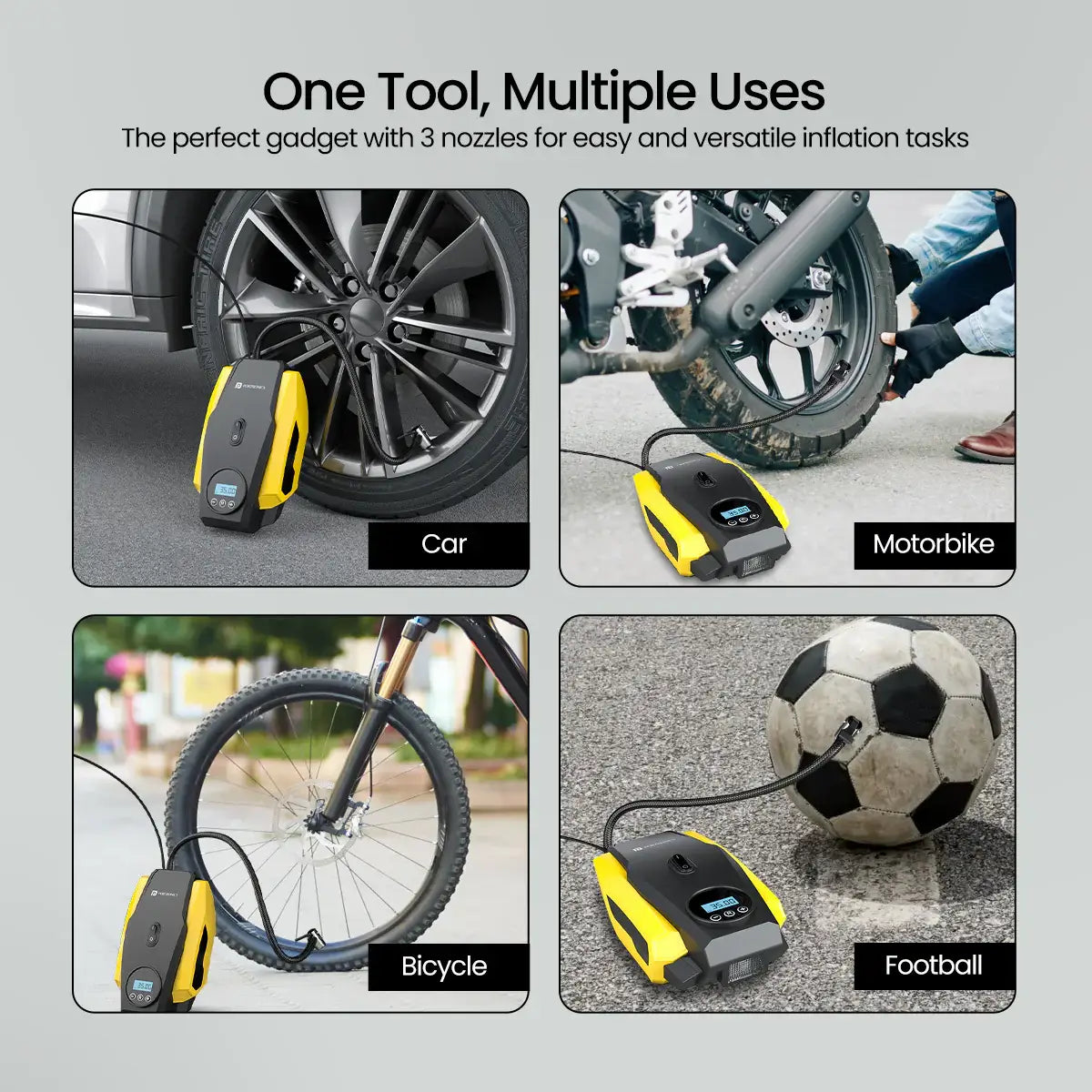 Portronics Vayu Lite Portable Tyre Inflator For Car, Bike & Cycle