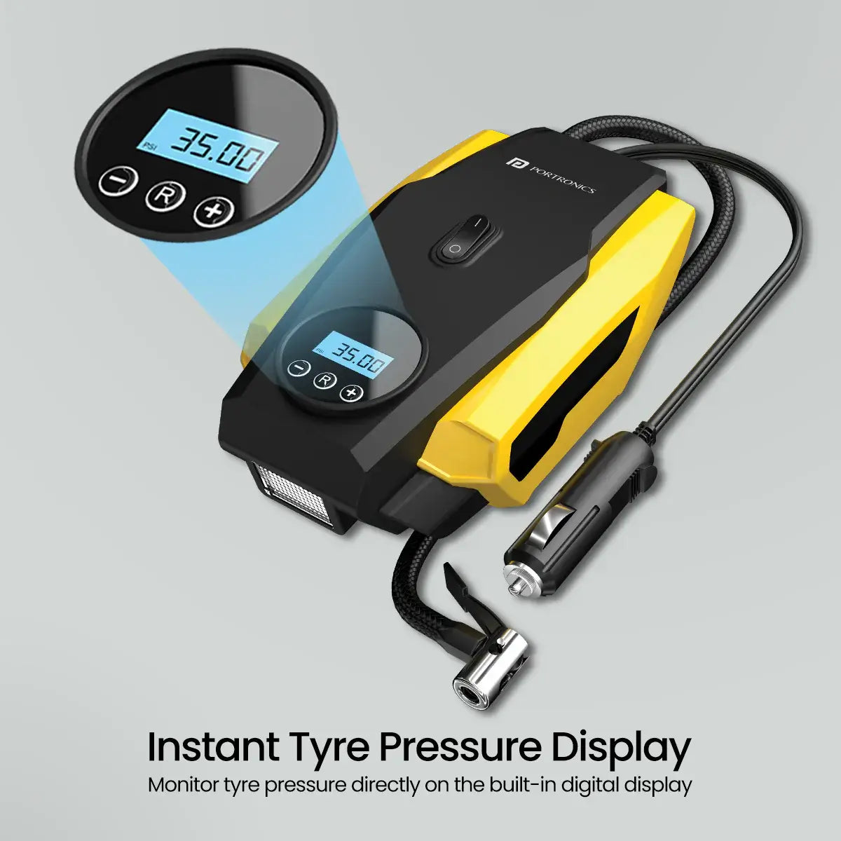 Portronics Vayu Lite Portable Tyre Inflator For Car, Bike & Cycle