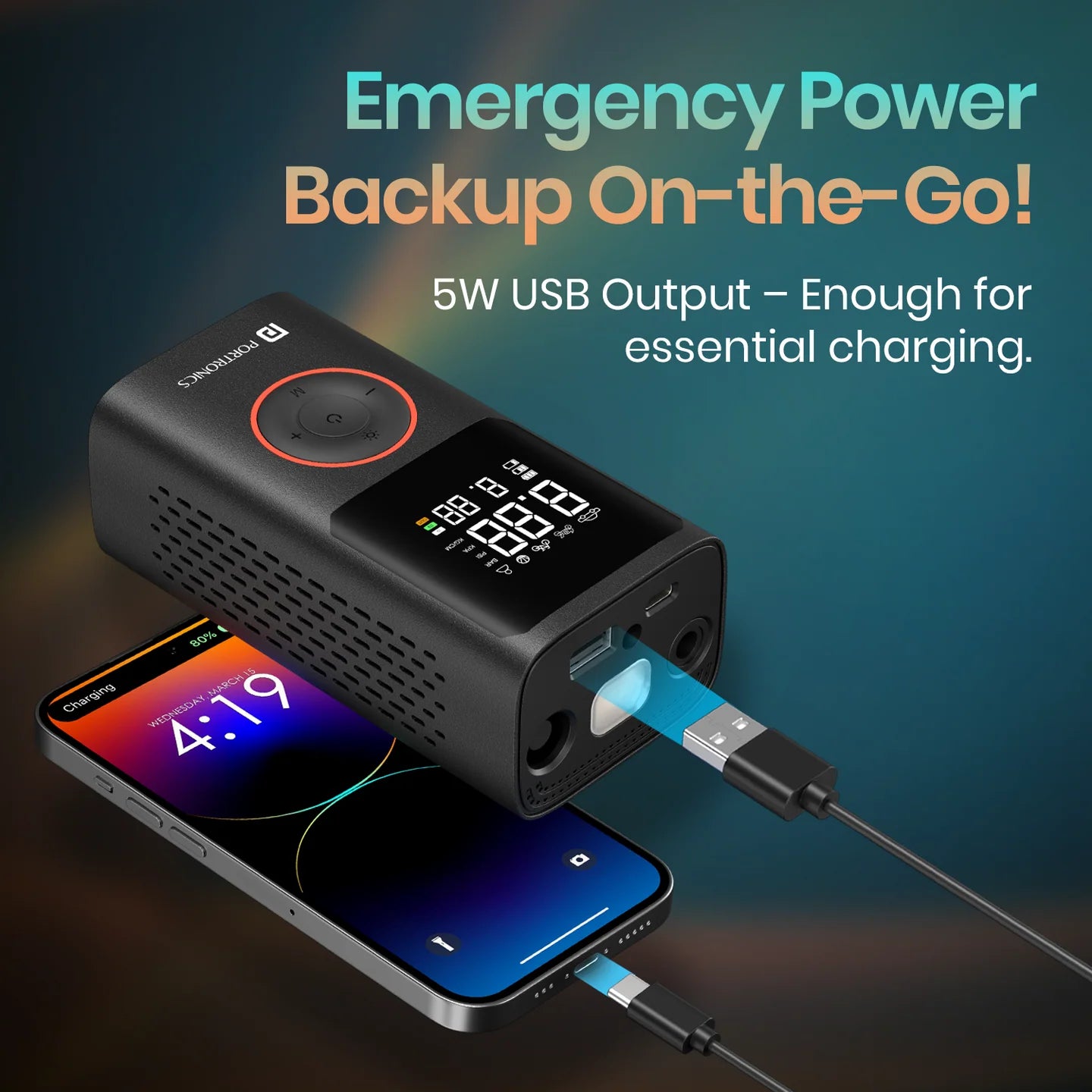 Buy Portronics Vayu Portable Tyre Inflator in Bangalore