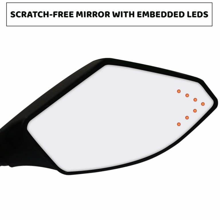 Durable universal motorcycle rear view mirrors with LED signals in Bangalore