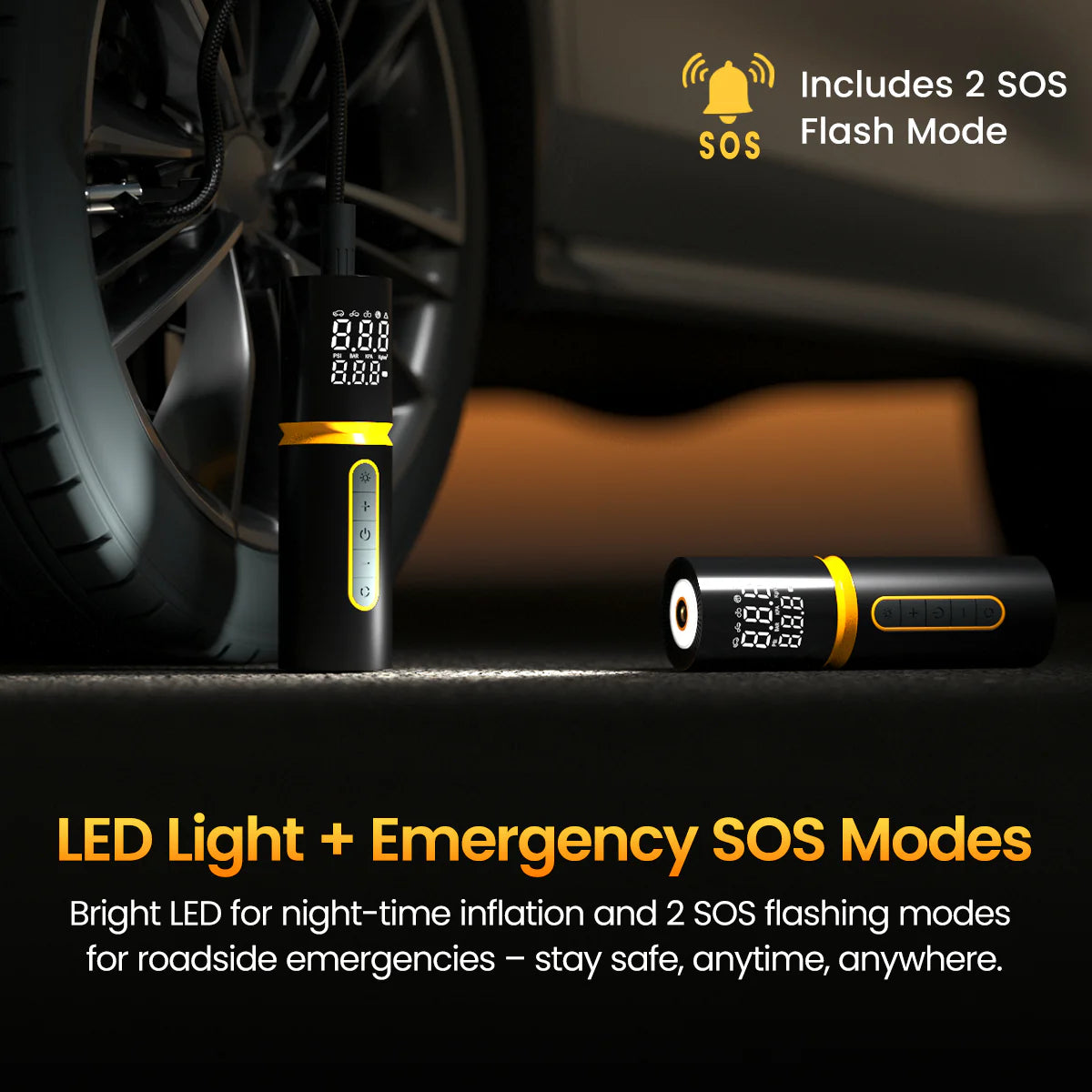 Portronics Vayu 5.0 Lite Portable Tyre Inflator For Car, Motorcycles