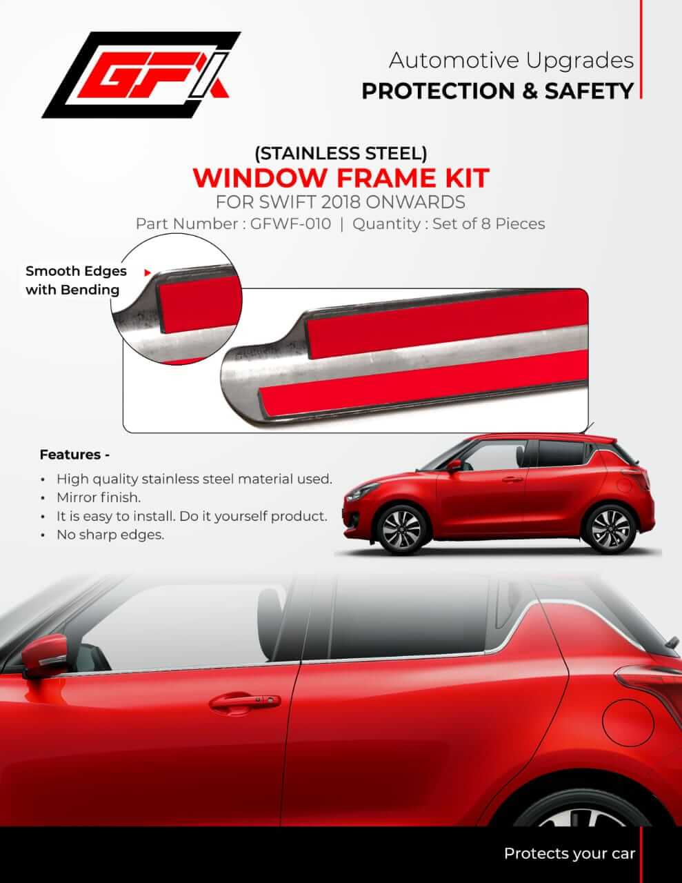 Maruti Suzuki Swift 2018+ window frame garnish cover in Bangalore
