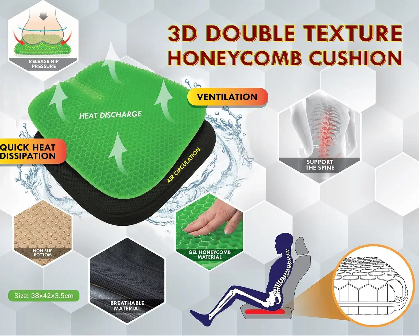 Ctrack Nxt 3D honeycomb cushion for car and home with double texture in Bangalore