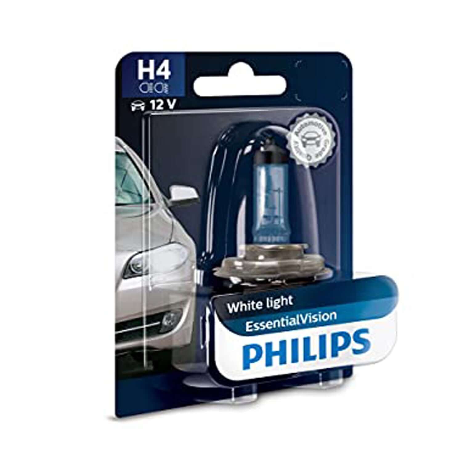 Philips 12569EVB1 H4 White Light Essential Vision Headlight (12V, 100/90W)