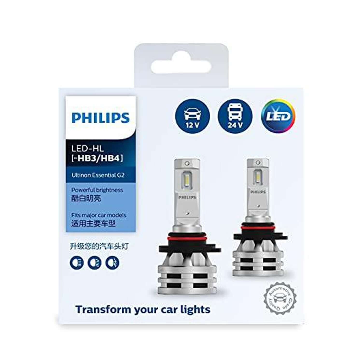 Philips HB3/HB4 Ultinon Essential G2 LED Lamp 6000K Luxeon (White, 2 Pcs.)