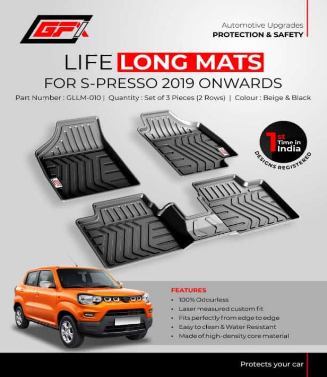 GFX Life Long Floor Mats For Maruti Suzuki S-Presso (2019 onwards) 