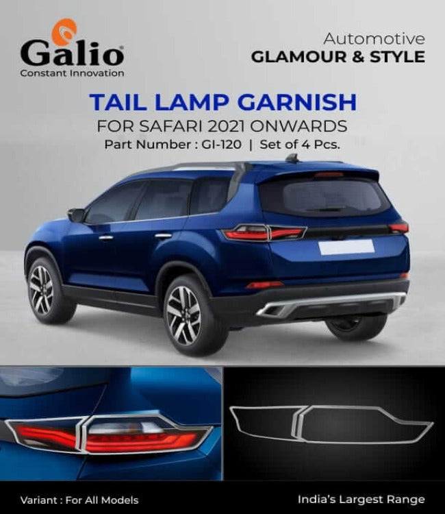 Galio Chrome Tail Lamp Garnish Compatible For Tata Safari (2021 Onwards)