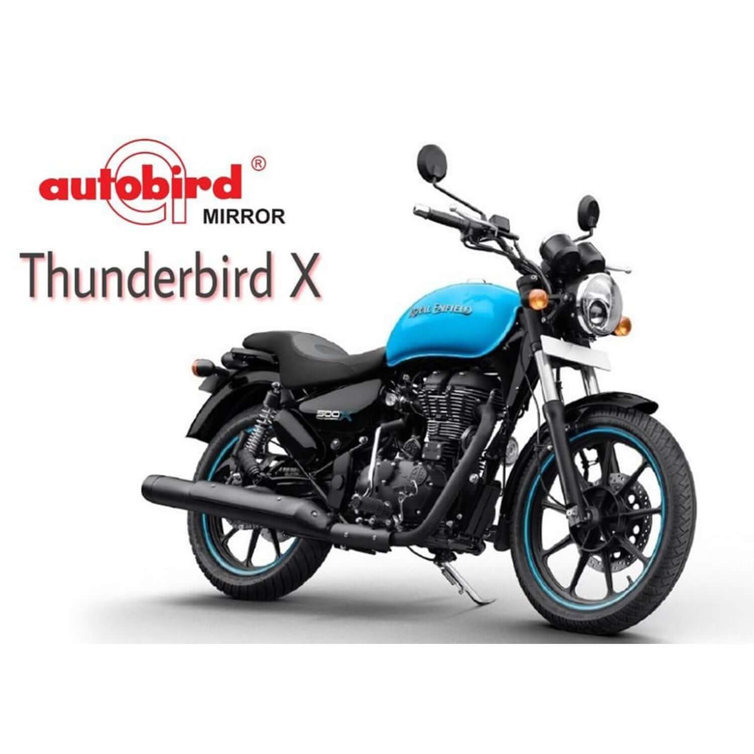 Stylish black Autobird rear view mirrors for Royal Enfield Thunderbird (set of 2) in Bangalore