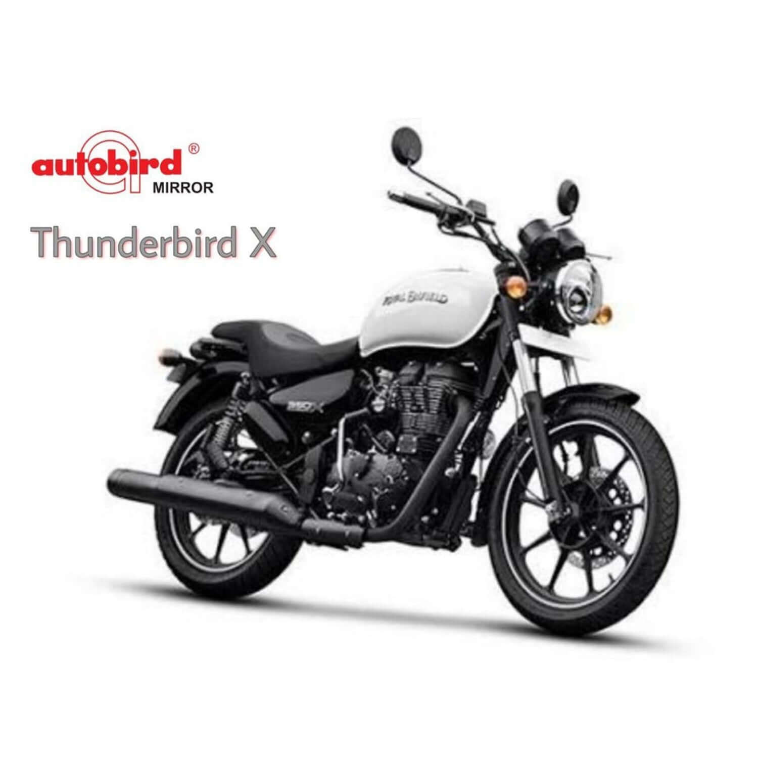 Durable Autobird black round shape rear view mirrors for Thunderbird bikes in Bangalore