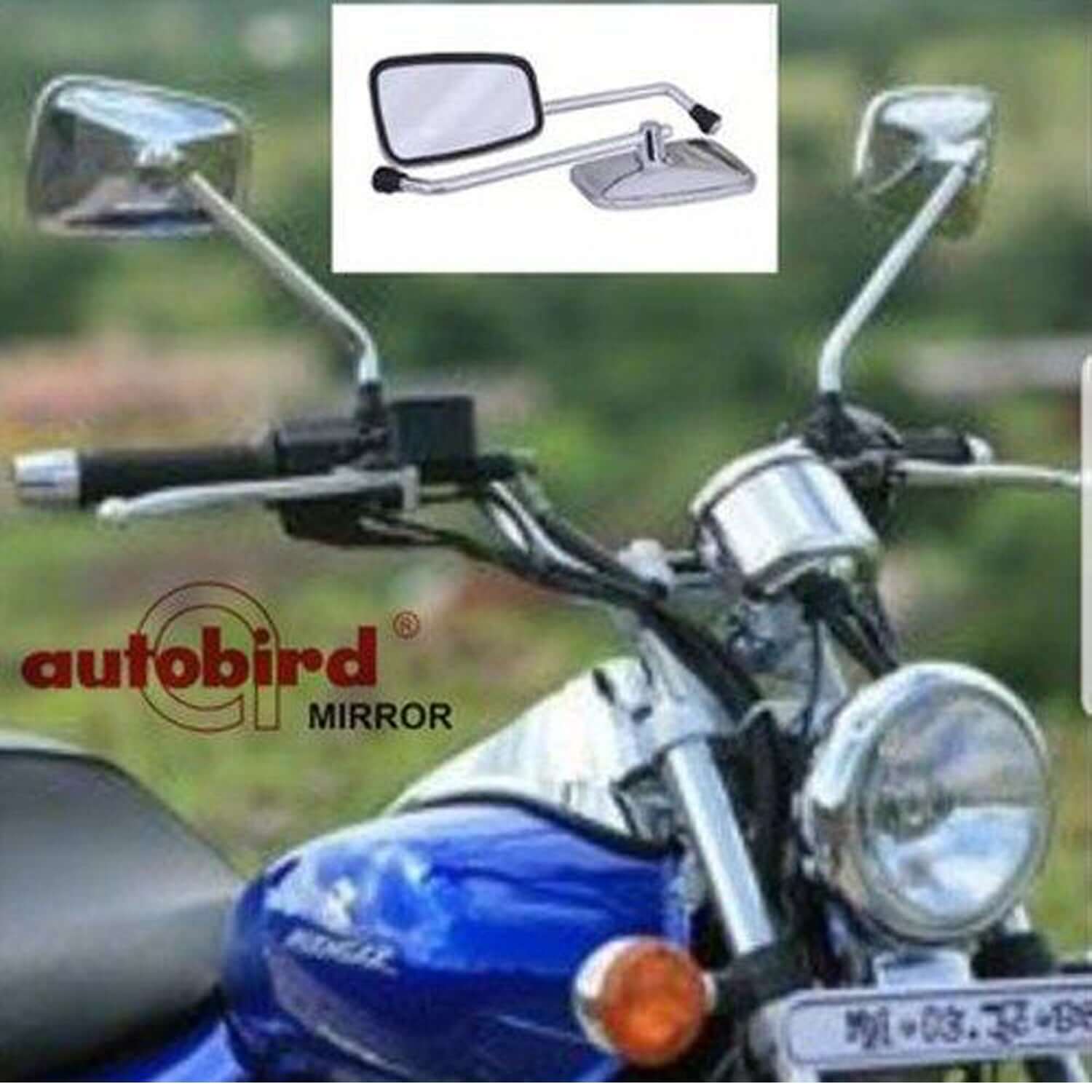 Autobird rear view mirrors for Bajaj Avenger (set of 2) with stainless steel finish in Bangalore