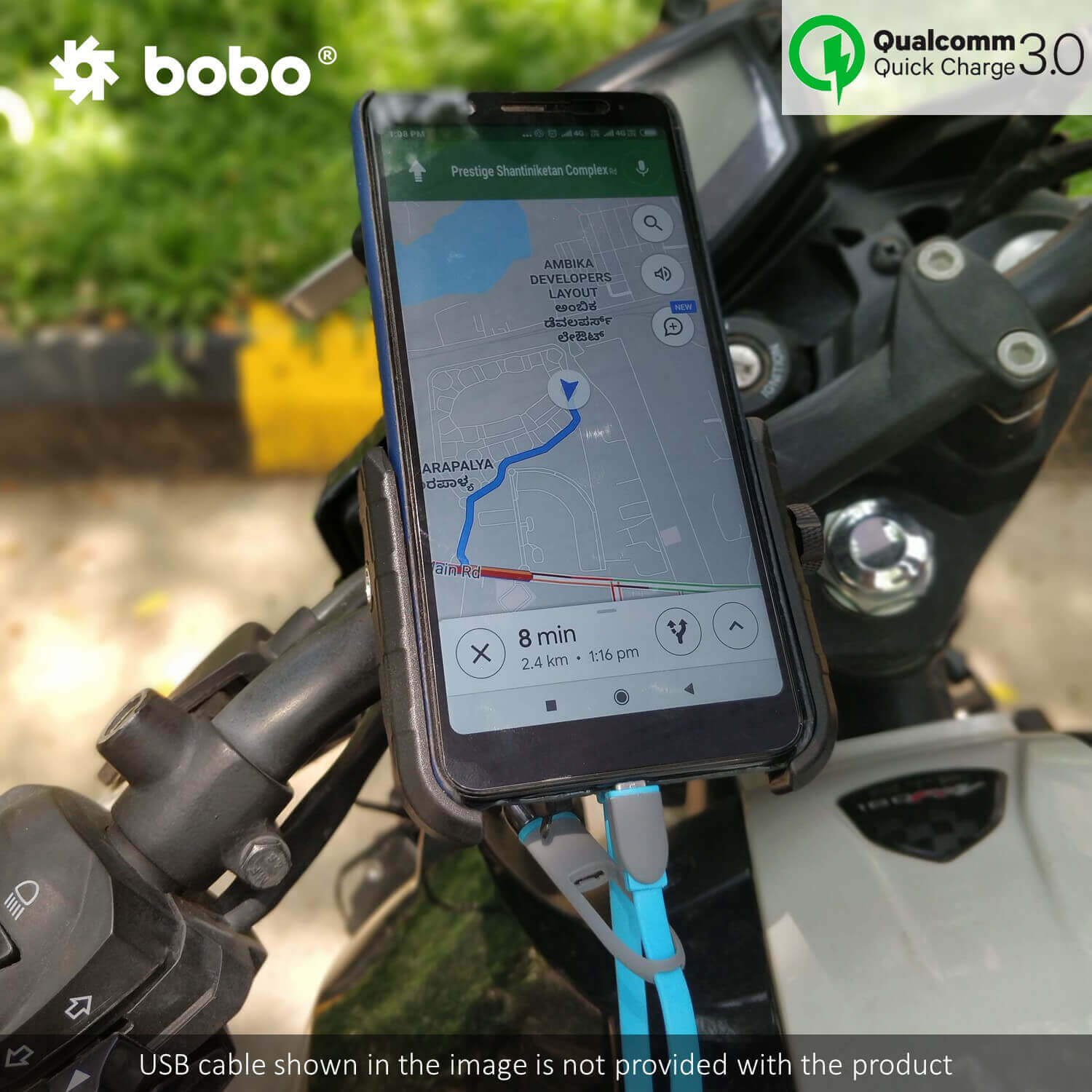 BOBO BM1 Jaw-Grip Bike Phone Holder (with fast USB 3.0 charger)