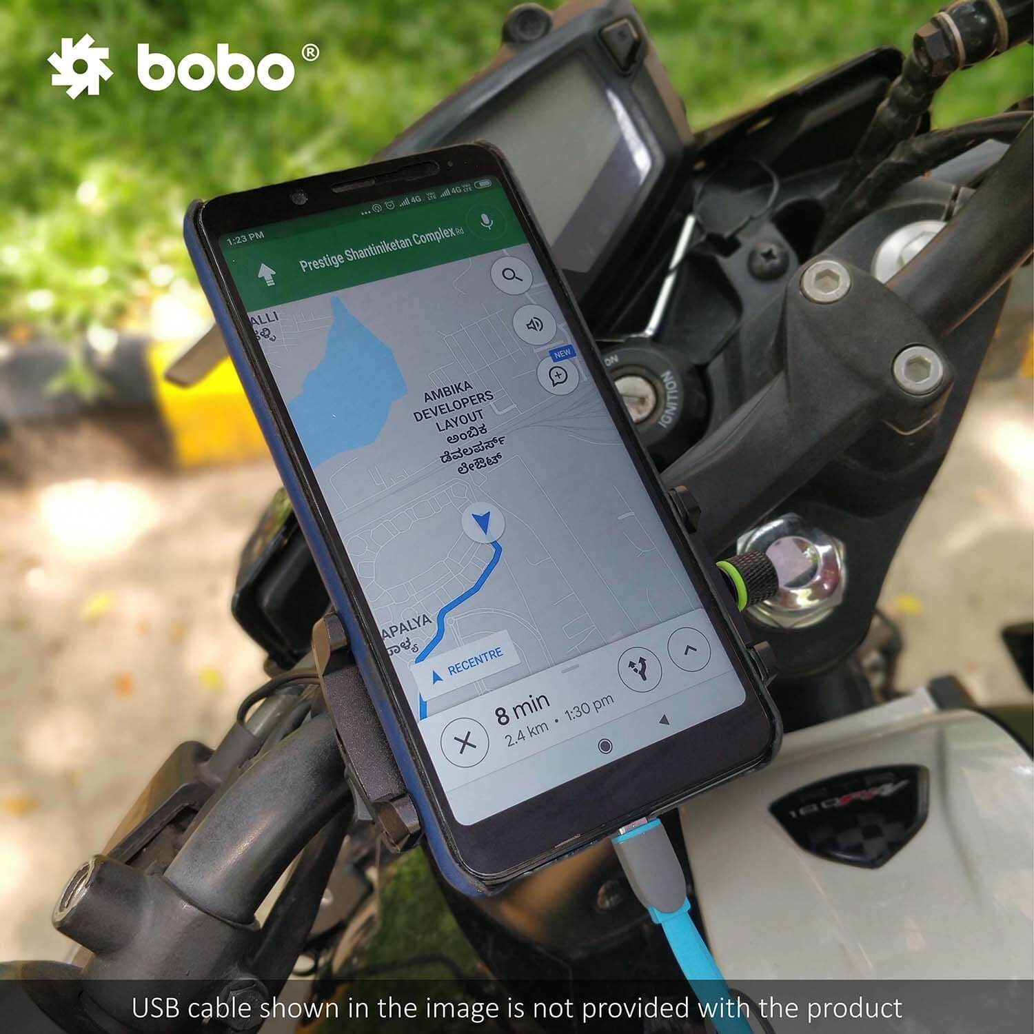 BOBO BM2 Aluminium Waterproof BikeMotorcycleScooter Mobile Phone Holder Mount (With 2.5A USB Charger)