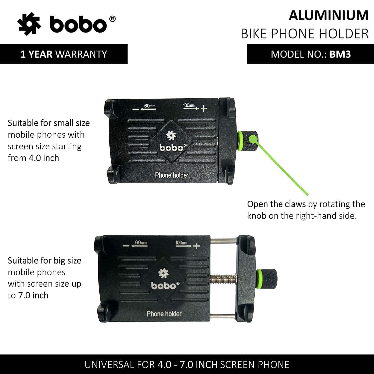 BOBO BM3 Claw-Grip Aluminum Bike  Cycle Phone Holder