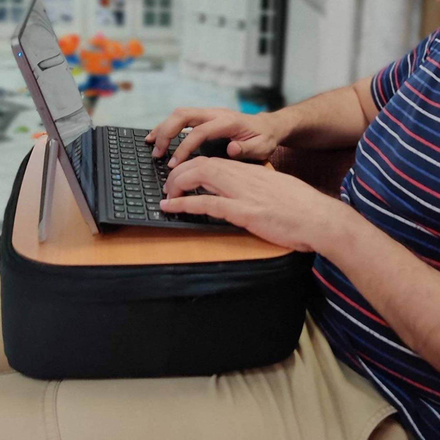 Buy Ctrack Nxt memory foam lap-desk with wooden tray for comfort in Bangalore