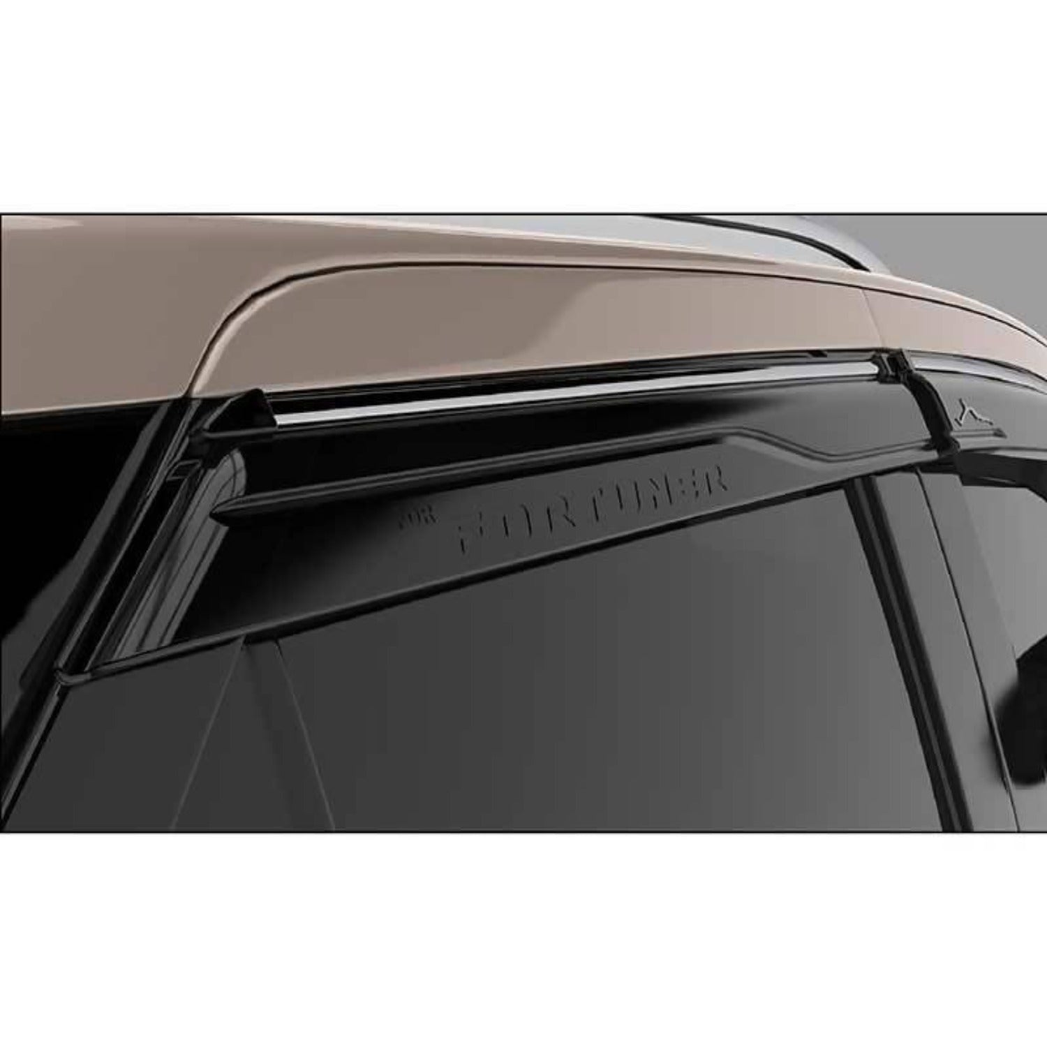 Galio Car Door Wind Visor With Silver Chrome Line For Toyota Fortuner (2016 Onward)